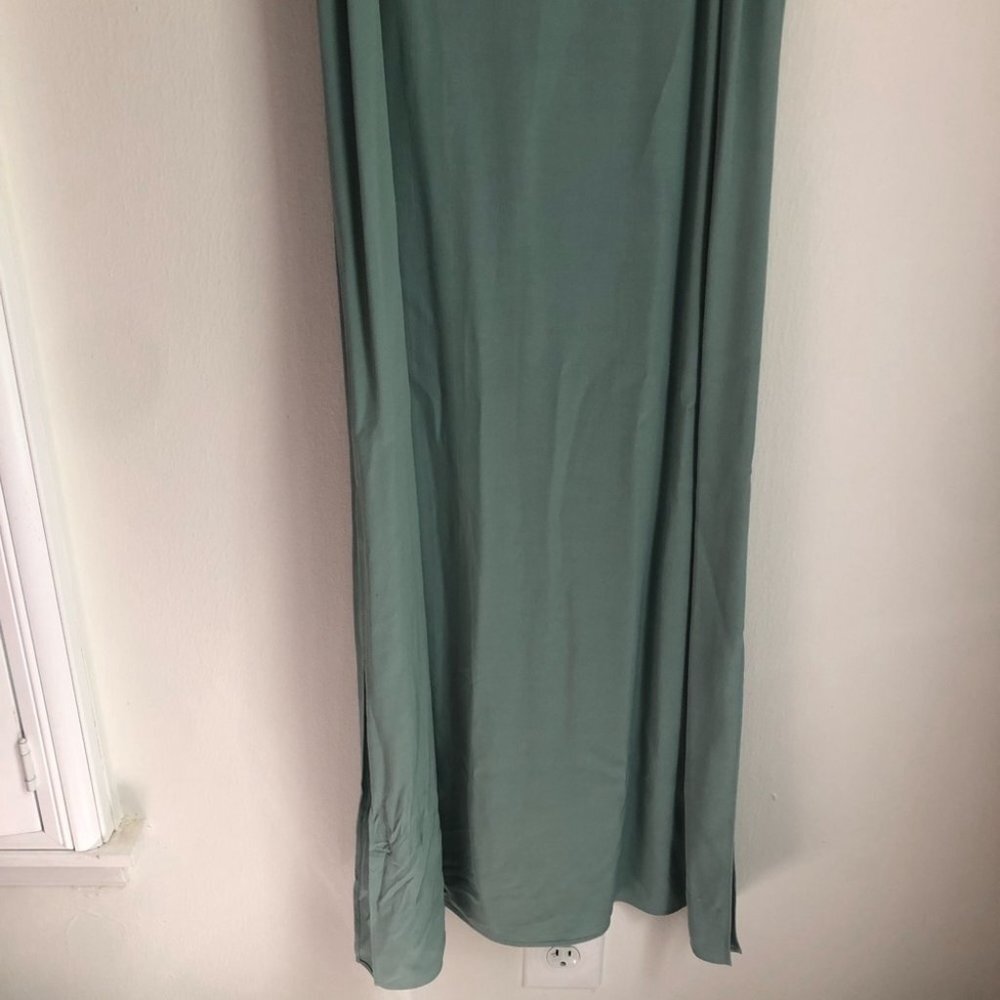 Eileen Fisher size Medium Green Crepe Tencel Slip Long Night Out Dress NEW - Picture 9 of 10